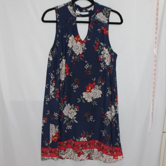 Miami Navy Floral Sleeveless Boarder Print Dress - Picture 10 of 16